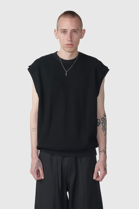 Thrashed Waffle Singlet - Black