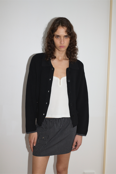 Tie Side Cardigan - Black