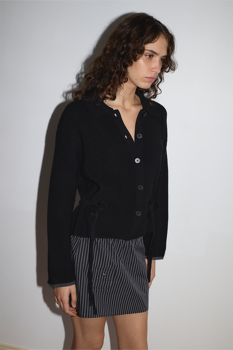 Tie Side Cardigan - Black