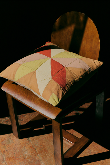 Tiled Star Patchwork Cushion Cover - Caramel / Gooseberry