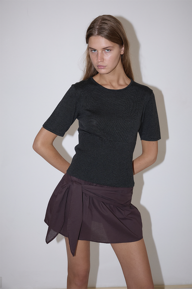 Trim Knit Tee - Dark Grey