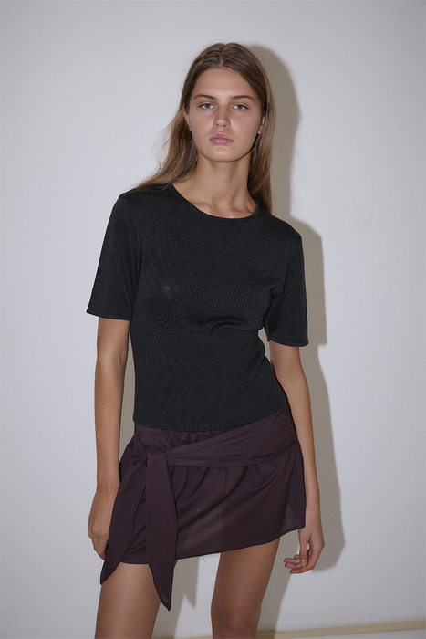 Trim Knit Tee - Dark Grey