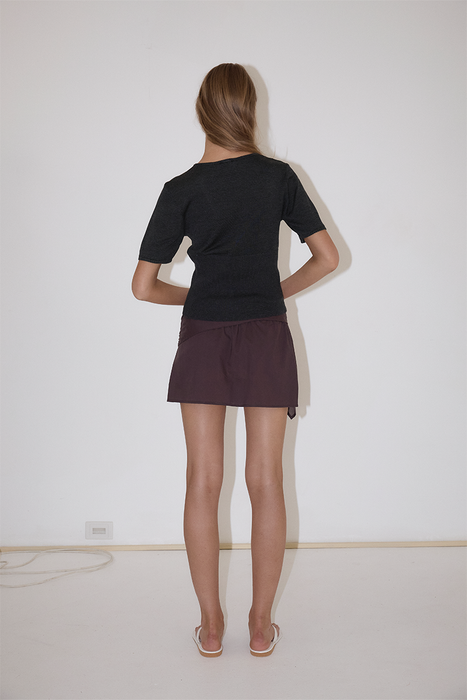 Trim Knit Tee - Dark Grey