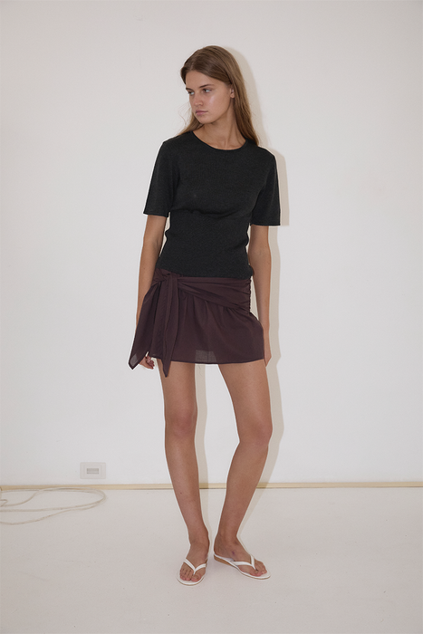 Trim Knit Tee - Dark Grey