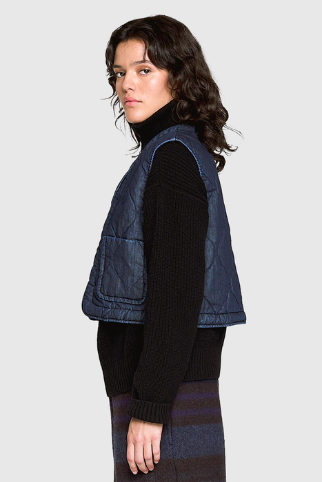 Tsuki Vest - Quilted Denim Indigo