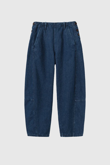 Twisted Seam Cotton Linen Denim Trousers - Indigo