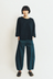 Twisted Seam Cotton Linen Denim Trousers - Indigo