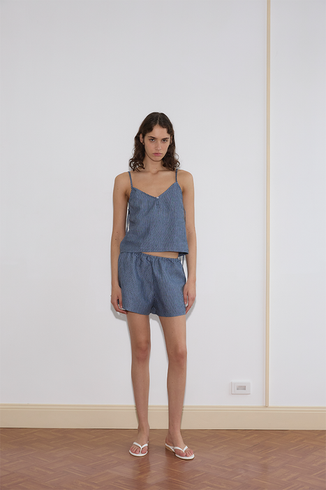 V Neck Cami - Azure Stripe