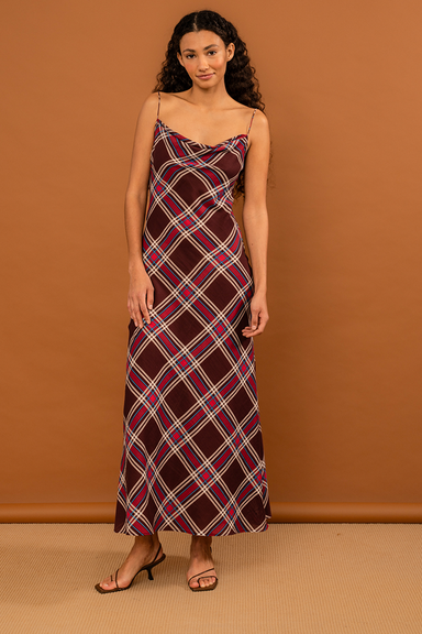 Valentine Dress - Plum Tartan