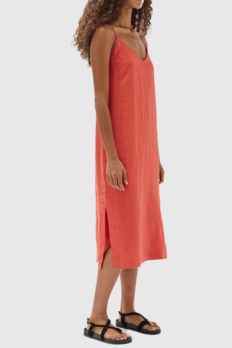 Vallory Linen Slip Dress - Papaya