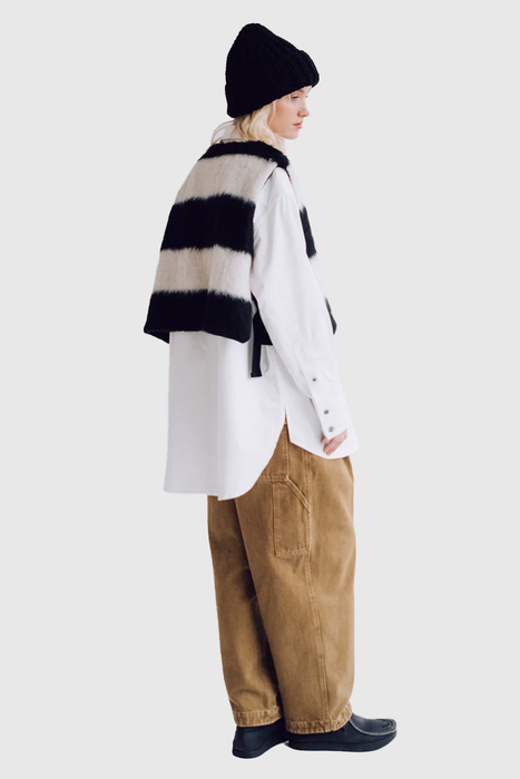 Vee Vest - Mohair Stripes Black / White