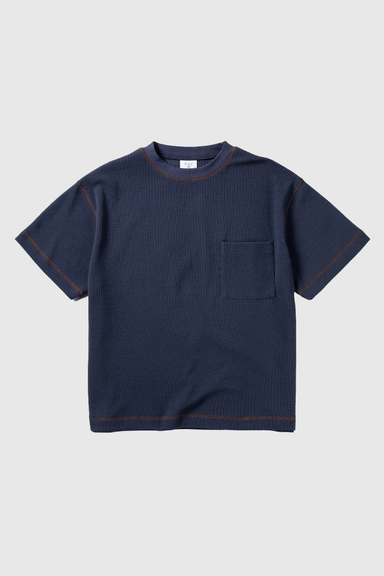 Waffle Pocket Tee - Navy