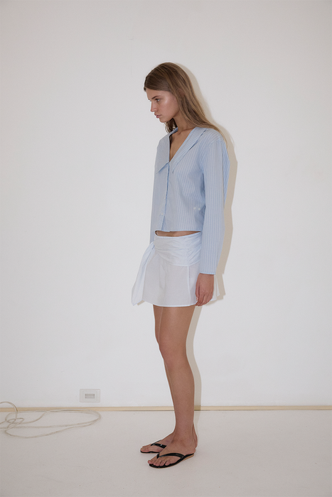 Waist Button Shirt - Lake Blue Stripe