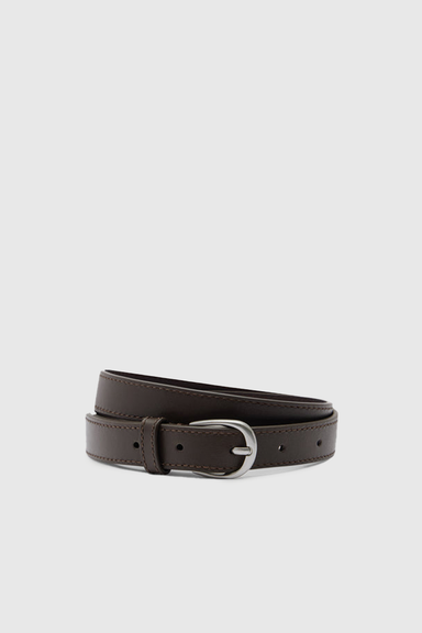 Women's Slim Leather Belt - Walnut