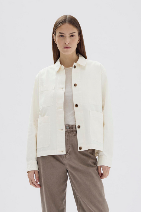 Womens Herringbone Chore Jacket - Ecru