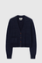 Wool Linen Patch Pocket Cardigan - Dark Navy