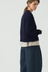 Wool Linen Patch Pocket Cardigan - Dark Navy