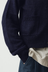 Wool Linen Patch Pocket Cardigan - Dark Navy