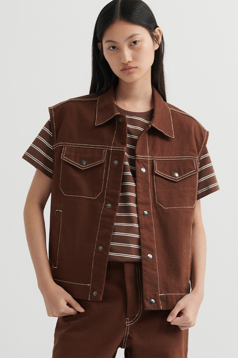 Workers Vest - Brown Denim