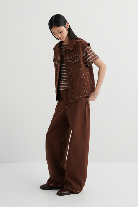 Workers Vest - Brown Denim