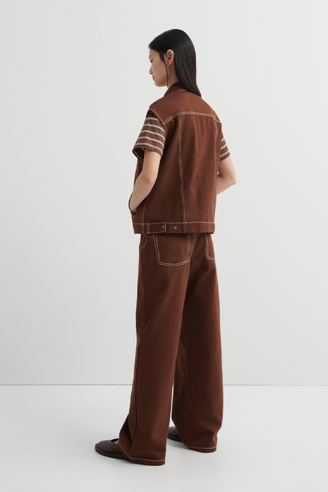 Workers Vest - Brown Denim