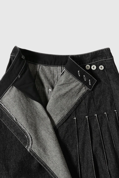 Wrap Pleated Skirt - Black