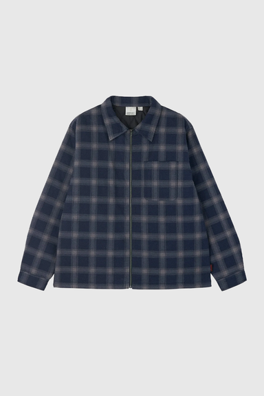 Zip-Up Insulated Flannel Shirt - Navy Shadow Plaid
