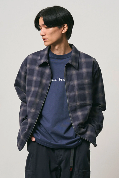 Zip-Up Insulated Flannel Shirt - Navy Shadow Plaid