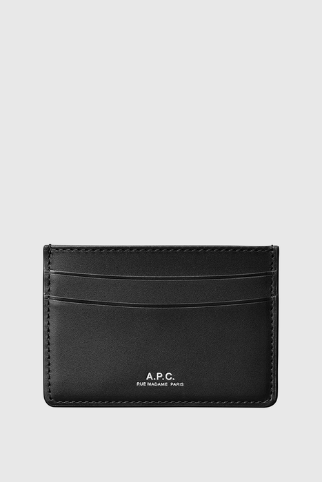 Andre Card Holder - Black Smooth Leather