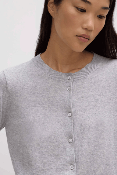 Semra Cotton Cashmere Cardigan - Grey Marle