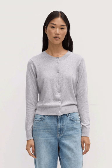 Semra Cotton Cashmere Cardigan - Grey Marle