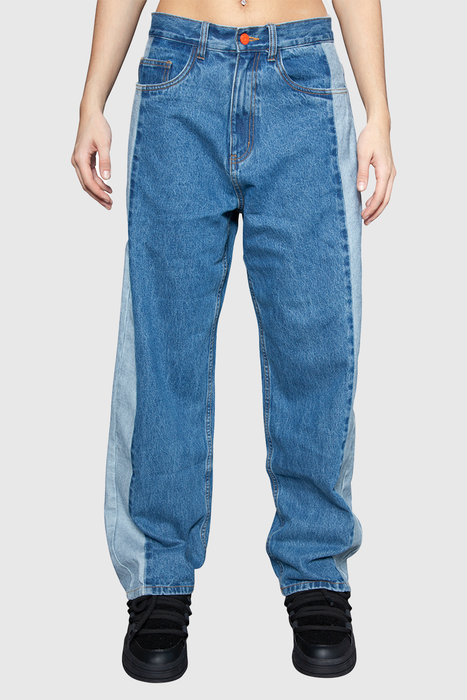 Super Loose - Blue Jeans with Side Panel