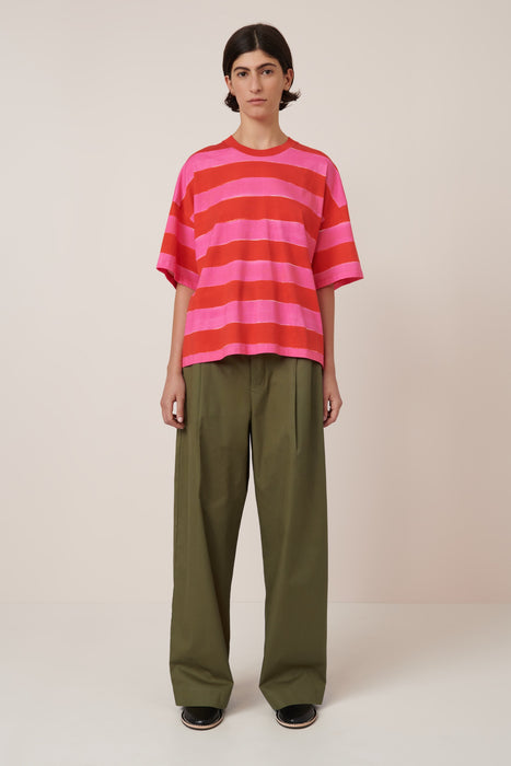 Oversized Boxy Tee - Painted Stripe