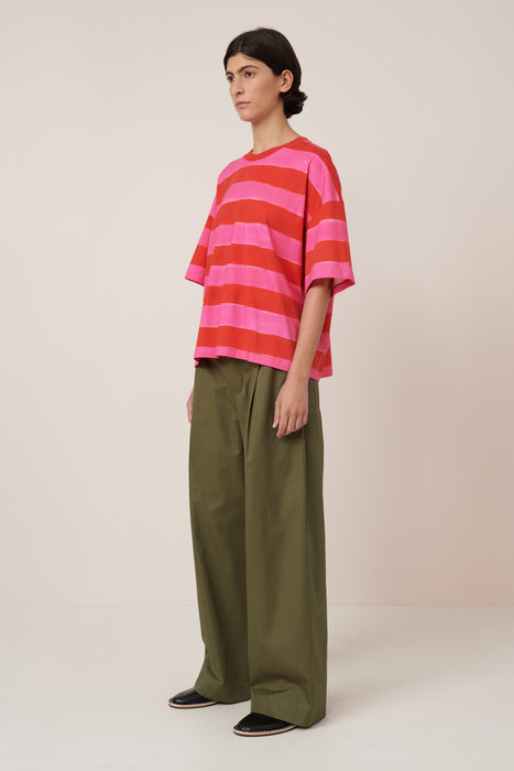 Oversized Boxy Tee - Painted Stripe