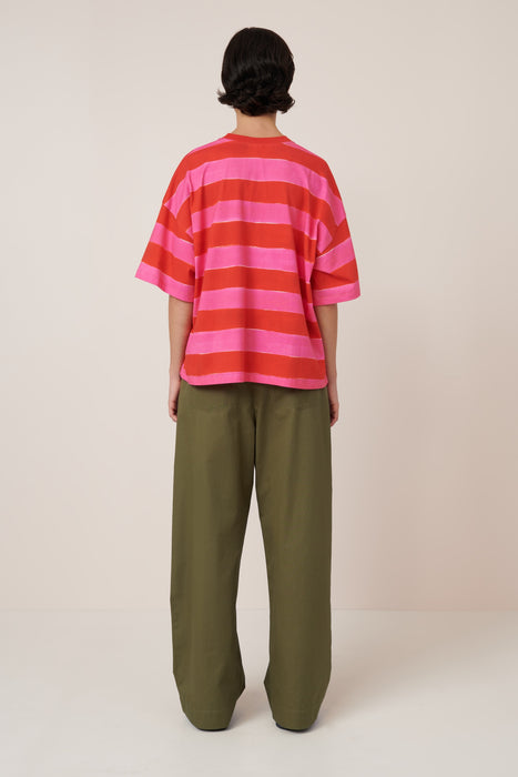 Oversized Boxy Tee - Painted Stripe