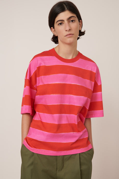 Oversized Boxy Tee - Painted Stripe