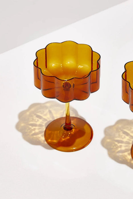 Wave Coupe Set of Two - Amber