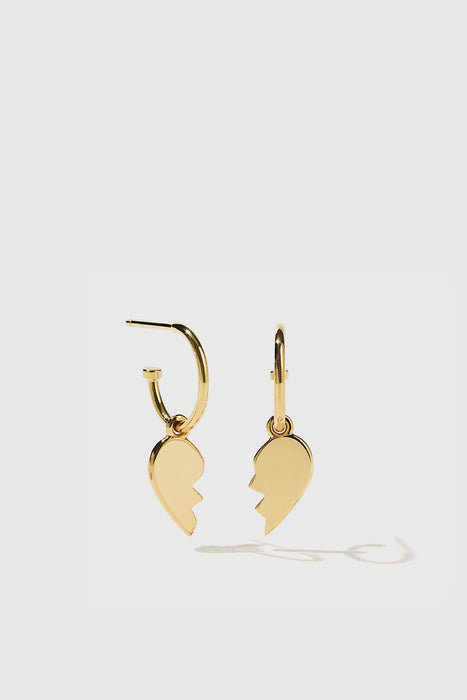 Broken Heart Signature Hoops - Gold Plated