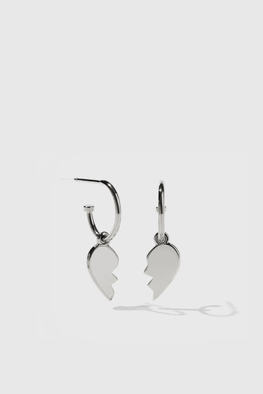 Broken Heart Signature Hoops - Sterling Silver