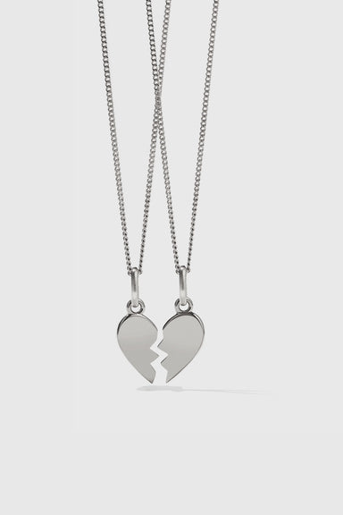 Broken Heart Charm Necklace - Sterling Silver