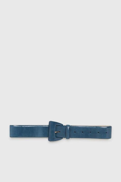 Prosecco Leather Belt - Shiny Blue