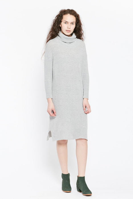 Tube Neck Knit Dress - Grey Marle