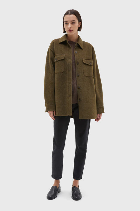 Wool Overshirt - Dark Olive