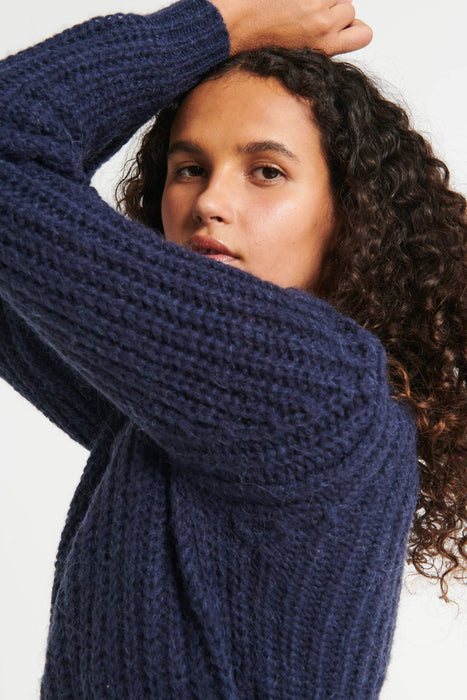 Fluffy Sailor Sweater - Navy