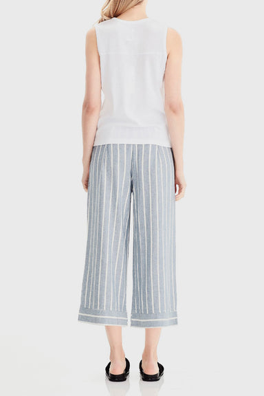 Wide Leg Cropped Pant - Blue Stripe