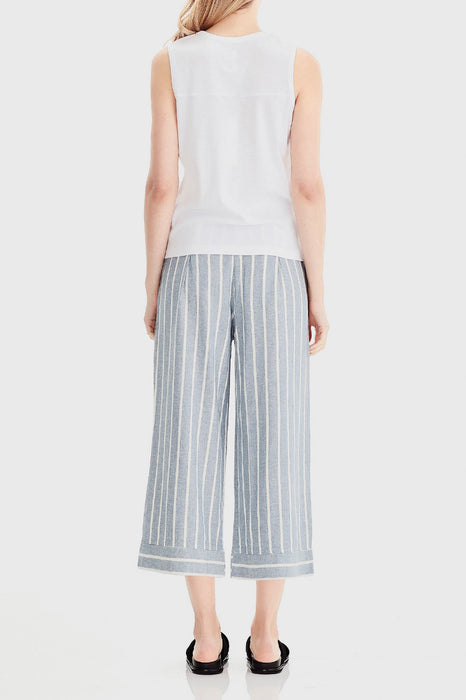 Wide Leg Cropped Pant - Blue Stripe