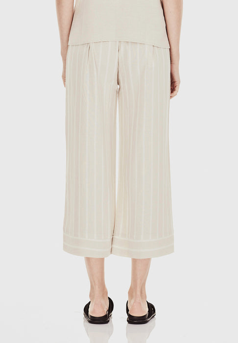 Wide Leg Crop Pant - Natural Stripe