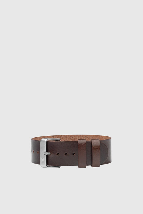 Walnut Leather Wristband - Steel