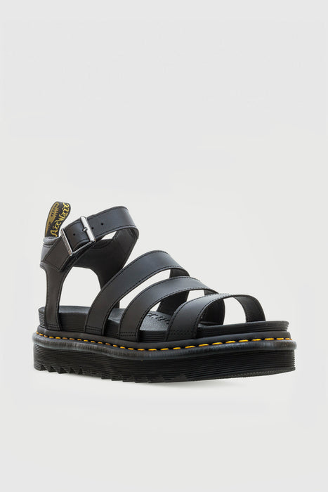 Blaire Leather 3 Strap Sandals - Black Hydro