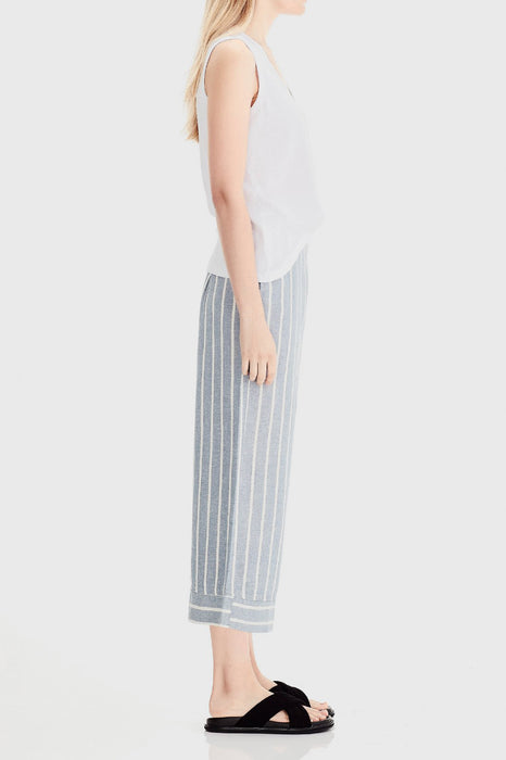 Wide Leg Cropped Pant - Blue Stripe